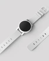 colorful background, electronics bestseller, white smartwatch wearable, product hunting result, trending tech